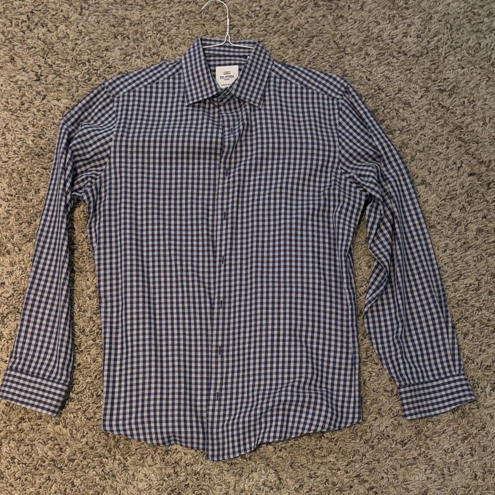 Ben Sherman Blue and Brown and White Checkered Shirt